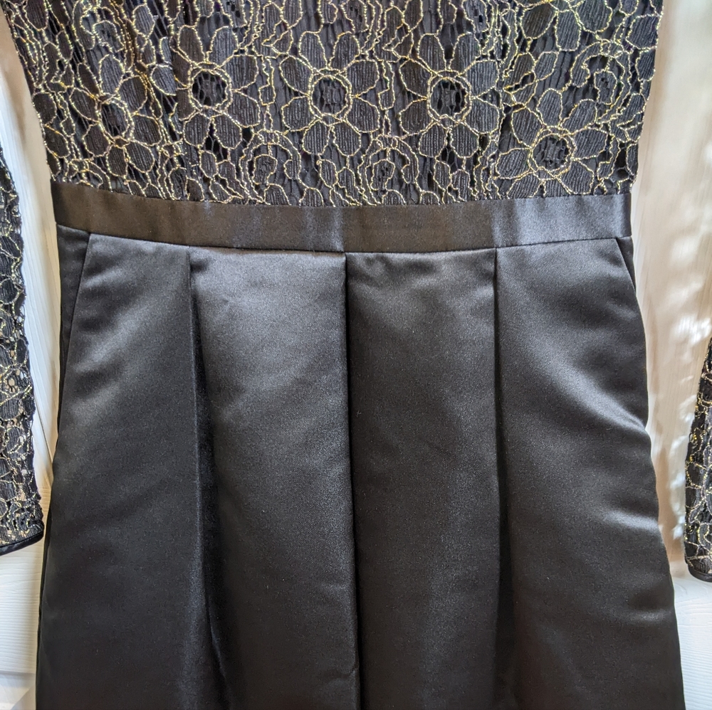 Ted Baker London Black and Gold Lace Mini Dress W/ POCKETS - Picture 4 of 7
